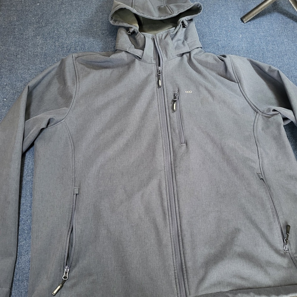 33,000 ft Mens XXL Gray Softshell Fleece Lined Hooded Jacket Water Resistant
